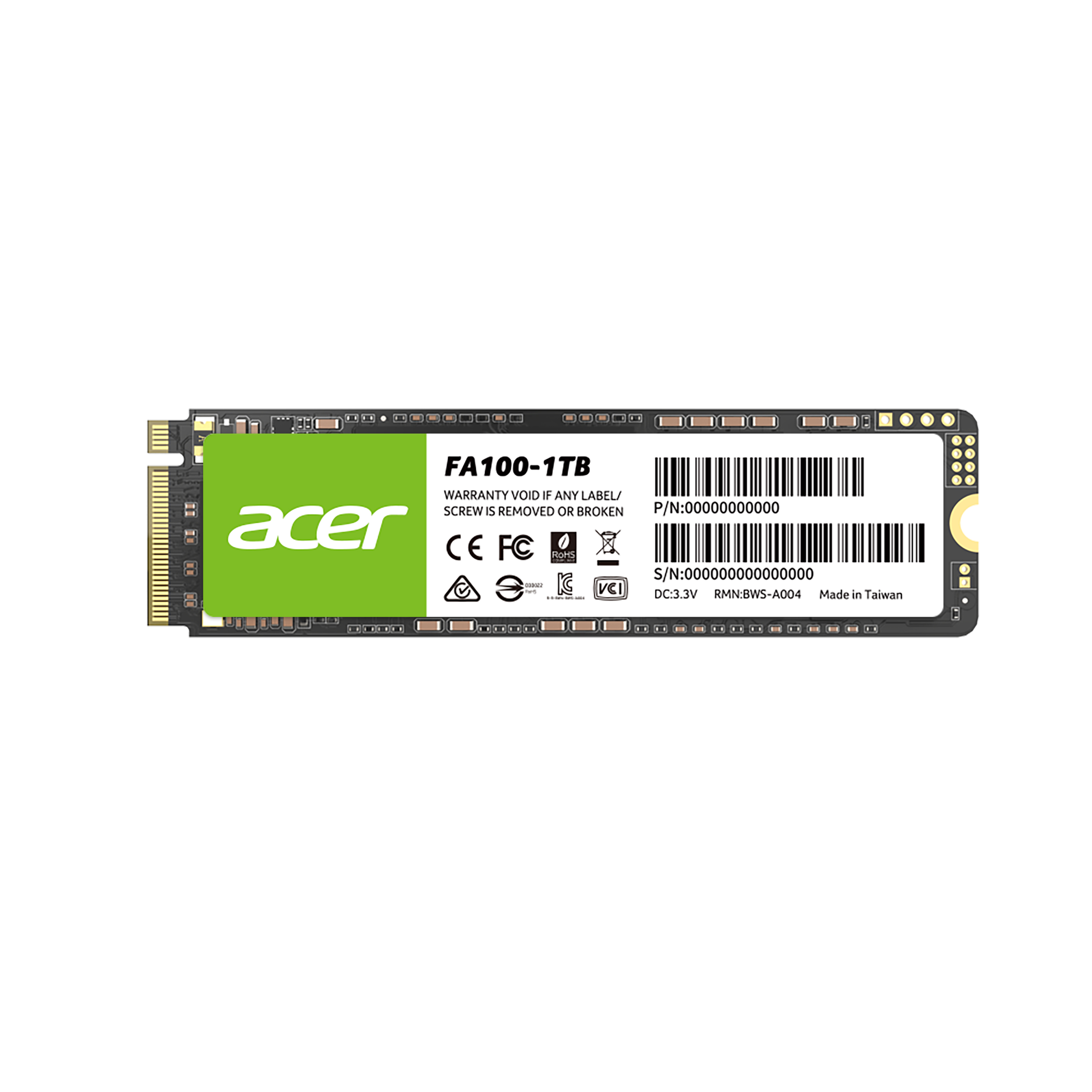 UNIDAD SSD M.2 ACER 1TB (BL.9BWWA.120) FA100, PCIE GEN3X4, 2