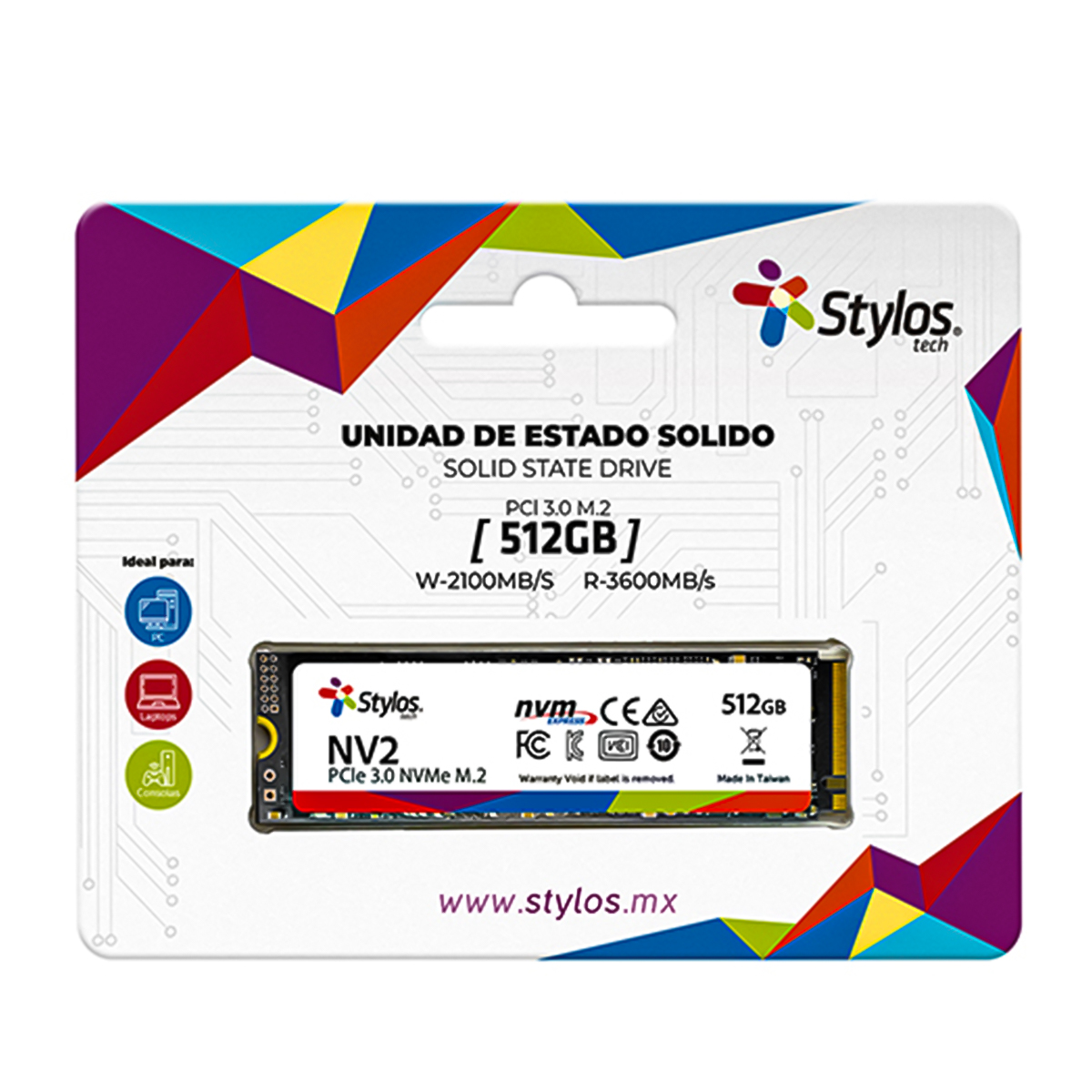 UNIDAD SSD M.2 STYLOS 512GB (STMSSDM21B) PCIE 3.0, NVME