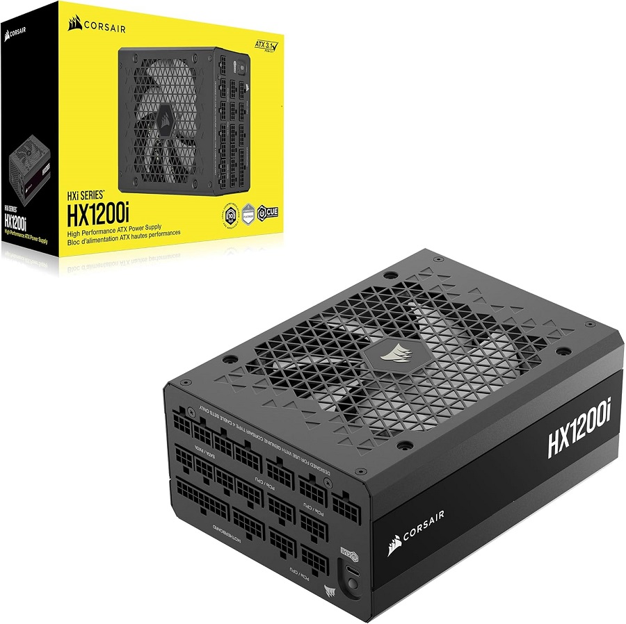 CORSAIR FUENTE DE PODER CORSAIR (CP-9020307-NA) HX1200I, 1200W, FULL MODULAR, PLATINUM, NEGRA
