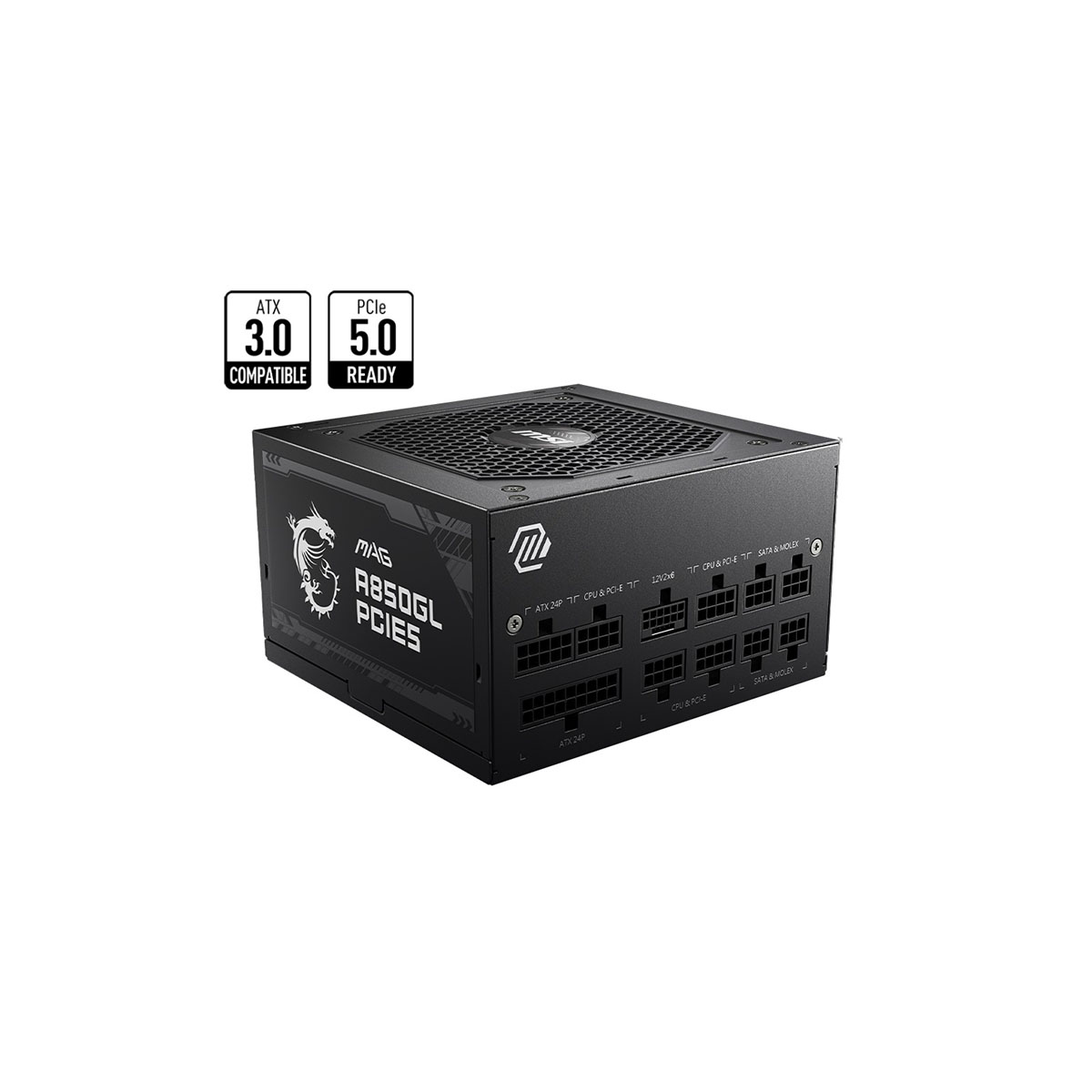 MSI FUENTE DE PODER MSI (MAG A850GL PCIE5) 850W, PCI 5, FULL MODULAR, 80 PLUS GOLD, PFC ACTIVO, ATX 3.0