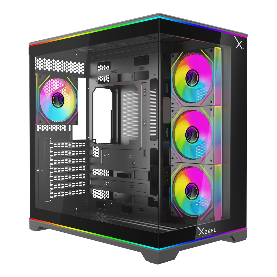 GABINETE XZEAL (XZGAAL1B) XZ180, ATX, CRISTAL, PANT LED,  3*