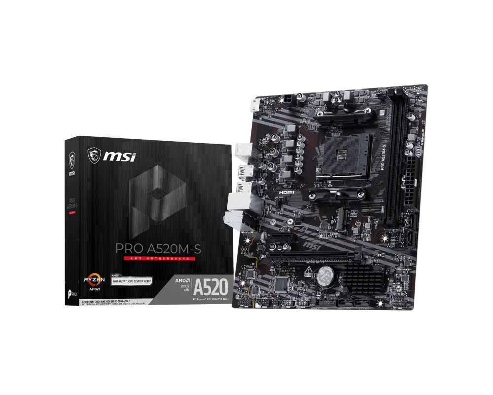 MOTHERBOARD MSI (PRO A520M-S) SOCKET AM4, 2*DDR4 4600, HDMI,