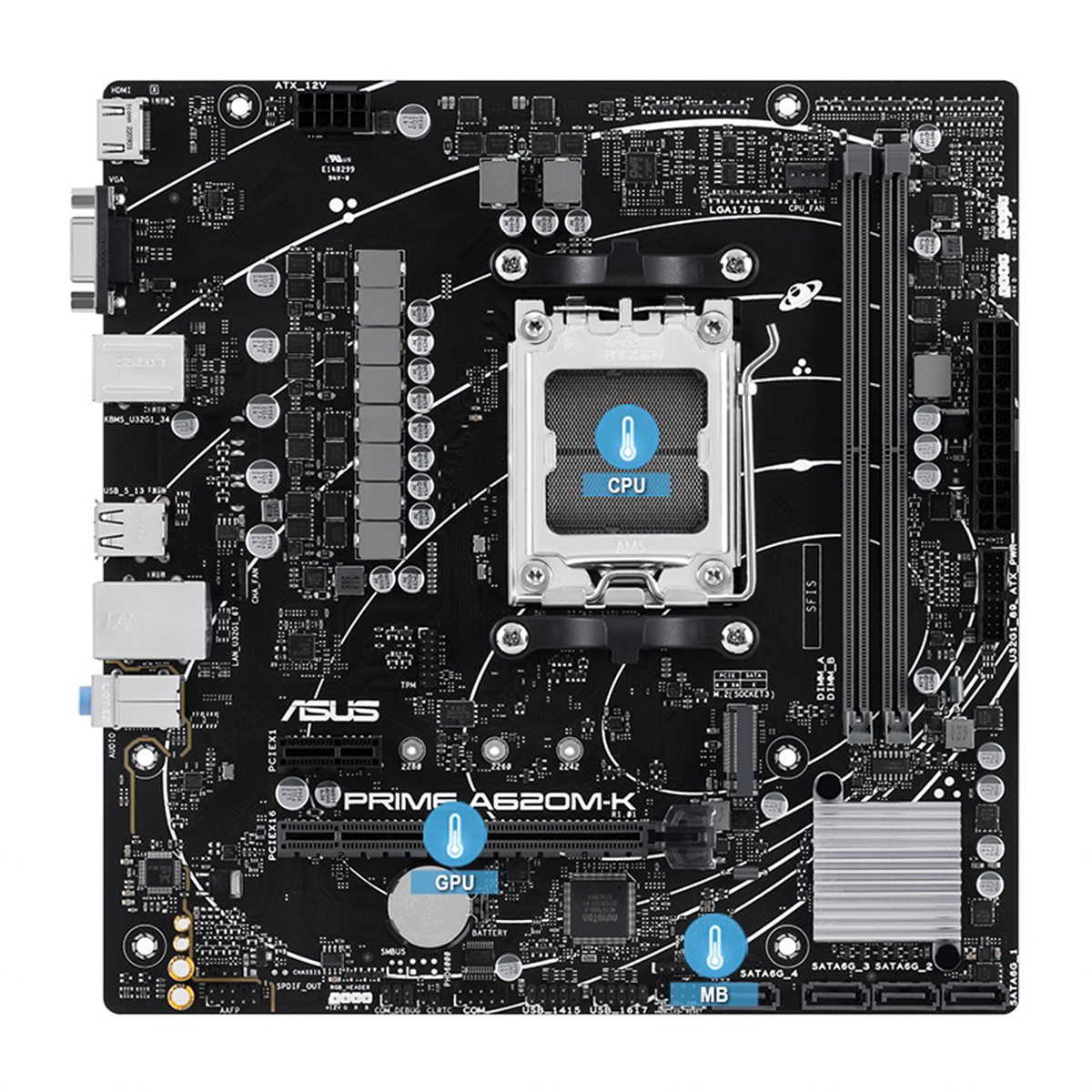MOTHERBOARD ASUS (PRIME A620M-K) SOCKET AM5,2*DDR5,HDMI,VGA,