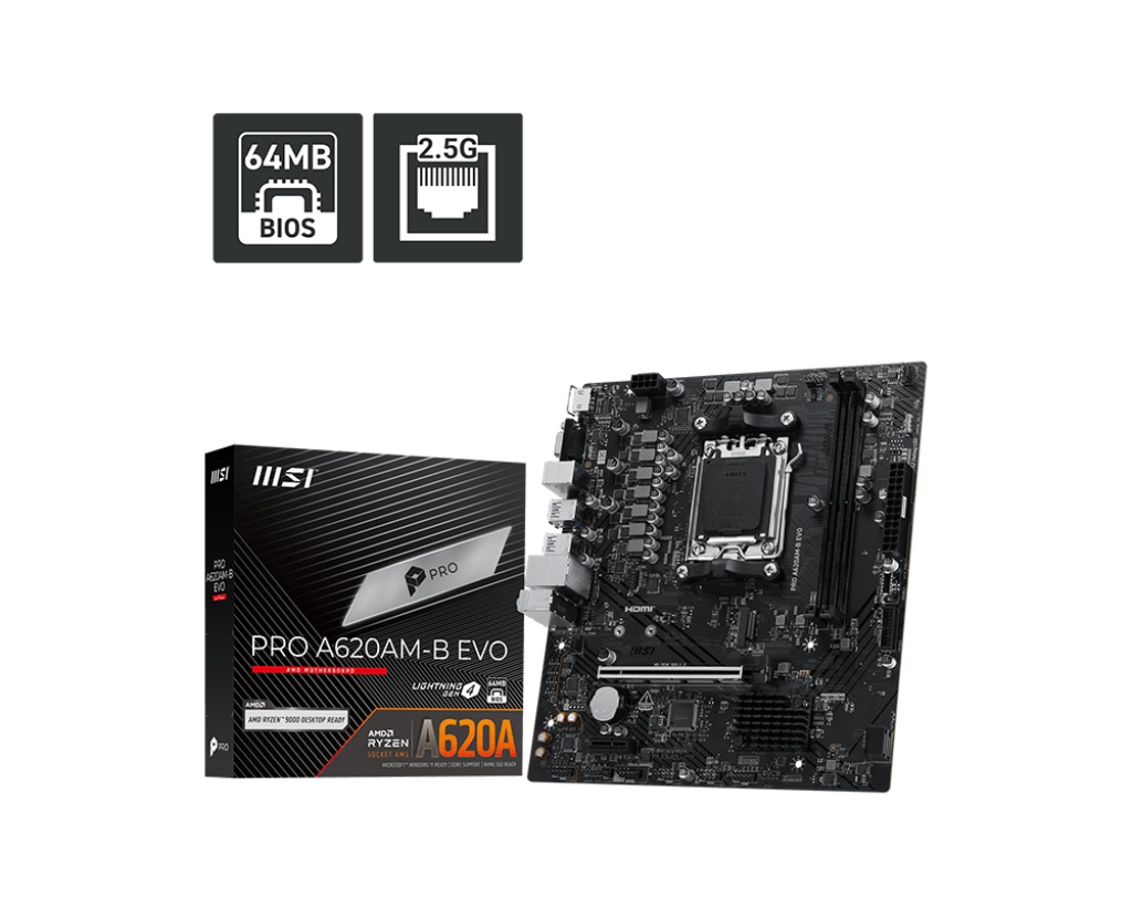 MOTHERBOARD MSI (PRO A620AM-B EVO) SOCKET AM5, 2*DDR5 6800, 