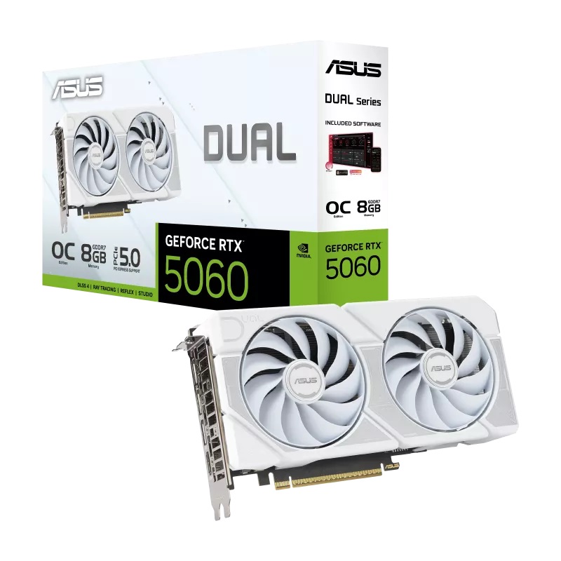 TARJETA DE VIDEO ASUS (DUAL-RTX5060-O8G-WHITE) 8GB GDDR7, 12
