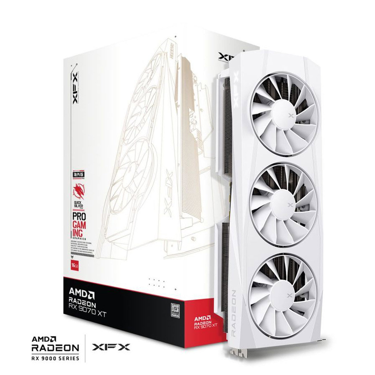 XFX TARJETA DE VIDEO XFX (RX-97TQICKW9) QUICKSILVER RX9070XT,16GB GDDR6, 2400MHZ,3*DP,HDMI,BLANCA