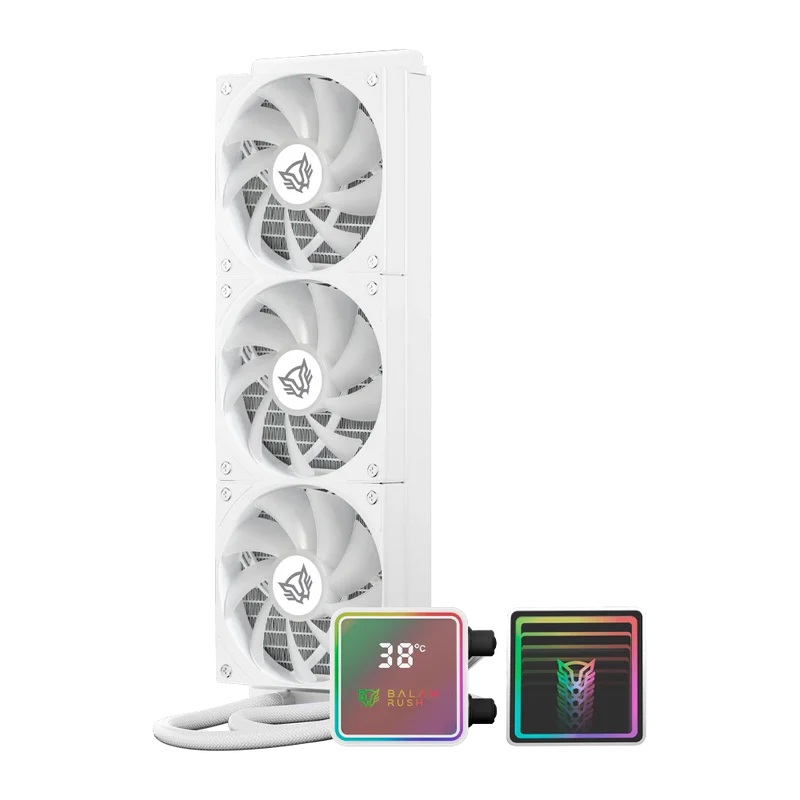 BALAM RUSH VENTILADOR P/CPU BALAM RUSH (BR-944076) CRYO PRISM 360 ICE,ARGB,TDP 300W,AMD/INTEL,DISPLAY, BLANCO