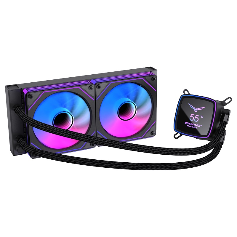NACEB VENTILADOR P/CPU NACEB (NA-0655N) ENFRIAMIENTO LIQUIDO BOREAL, 240MM, PANTALLA DIGITAL, ARGB, NEGRO