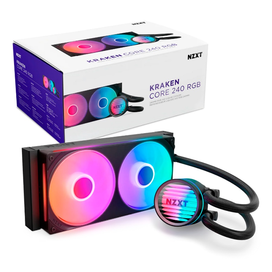 NZXT VENTILADOR P/CPU NZXT (RL-KR24C-B1) KRAKEN CORE 240 RGB,2 X 120MM, 2400RPM NEGRO
